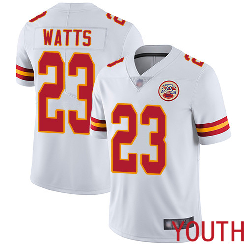 Youth Kansas City Chiefs #23 Watts Armani White Vapor Untouchable Limited Player Football Nike NFL Jersey->youth nfl jersey->Youth Jersey